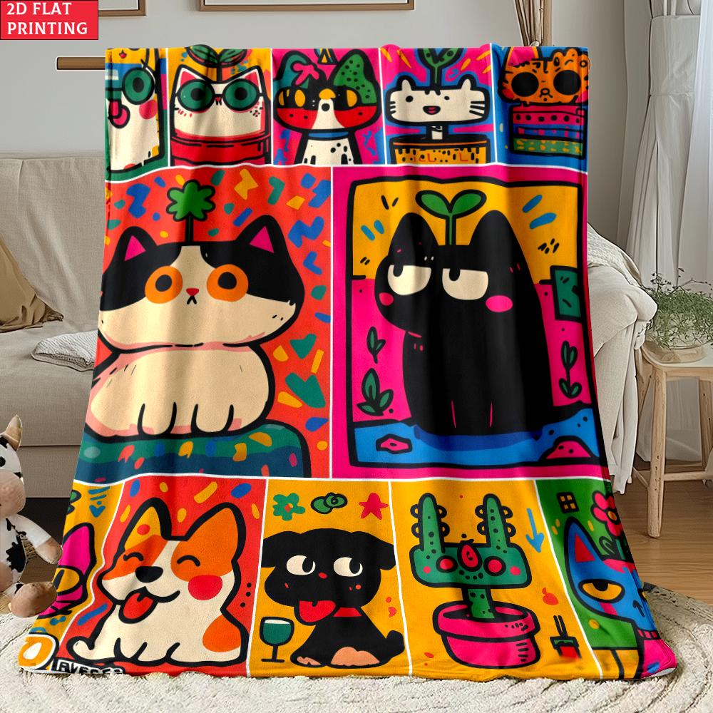Animal Flannel Thin Blanket Custom Blanket Picnic Bed Sofa Blankets Family Bedroom Children's Room Napping Blankets Fluffy
