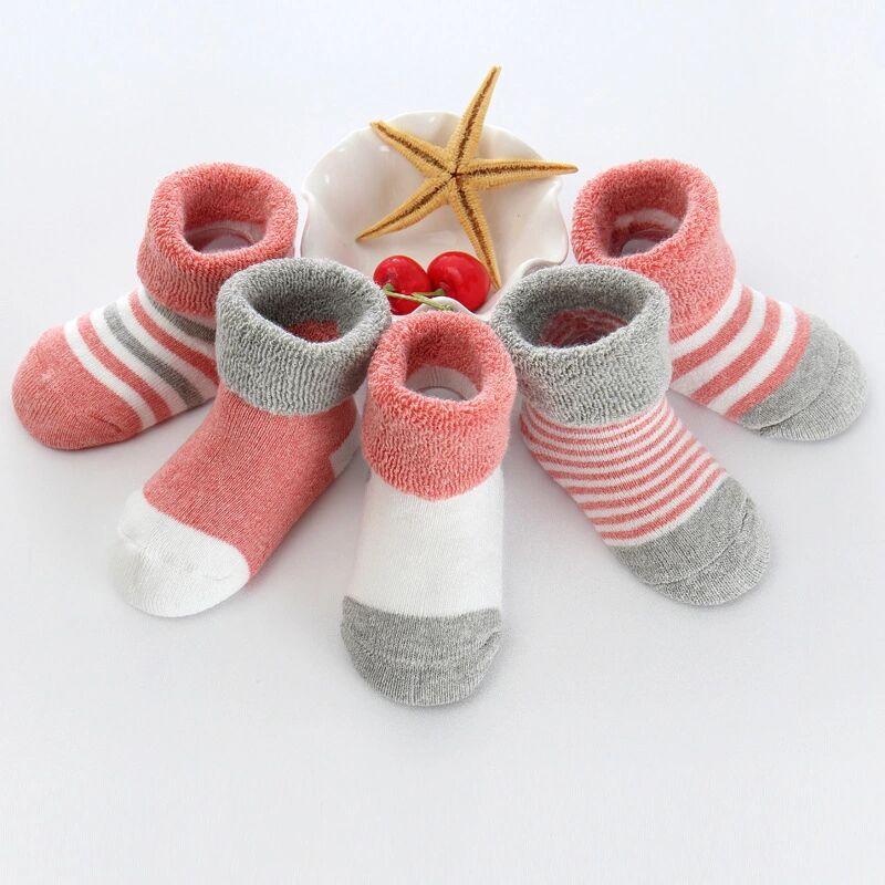 Unisex 5 Pairs Cotton Baby Boys Socks Newborn Solid Color Baby Girls Socks Sets 0-12M Infant Supplies Accessories Bebes