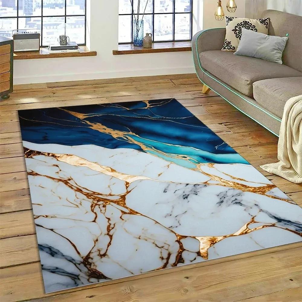 Luxurious Abstract Marble Carpet for Living Room Sofa Home Decoration Large Rugs Non-slip Bedroom Bedside Coffee Table Floor Mat