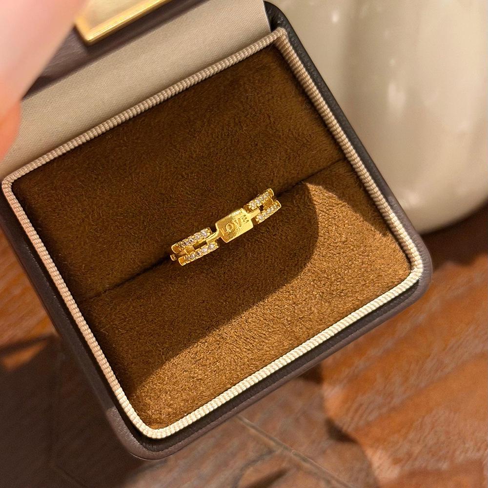 New Romantic Qixi Valentine's Adjustable Ring for Women: Chinese Style, Micro-set Full Diamond Copper Design