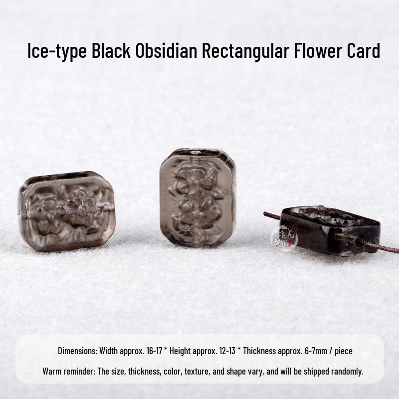Obsidian Peony Rose Five-Petal Flower Rectangle Bracelet - Unisex DIY Handmade Accessory