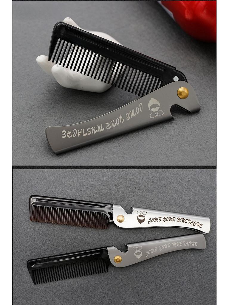 Tragbarer Retro-Klappkamm aus Edelstahl für Herren zum Friseur