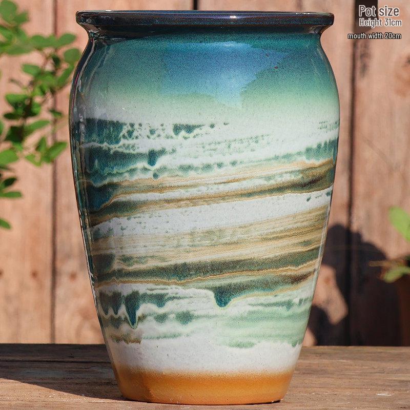 Large Wintergreen Bougainvillea Ceramic Flower Pot - Breathable, Tall Succulent & Tree Ceramic Jar