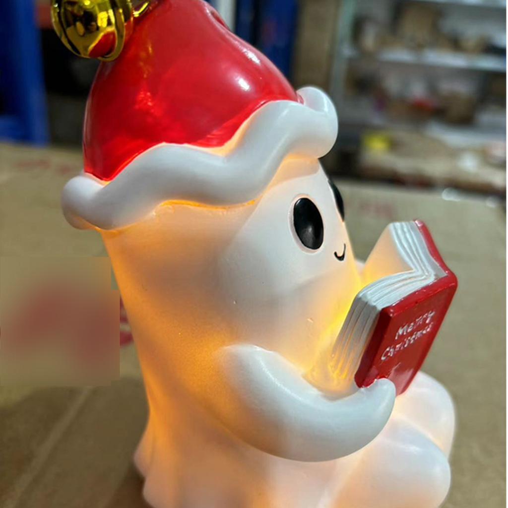 Cute Ghost Reading Book Lamp Ornament Book Lovers Halloween Night Light Adorable Ghost Night Light For Bedroom Halloween Decor