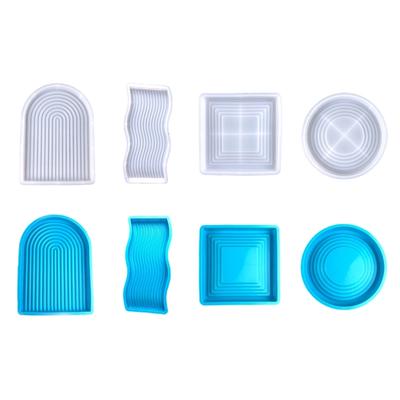 Bandeja de Almacenamiento con Forma Geométrica Simple Molde de Silicona Placa de Fondo DIY Moldes de Resina Epoxi Manualidades Posavasos Molde de Yeso