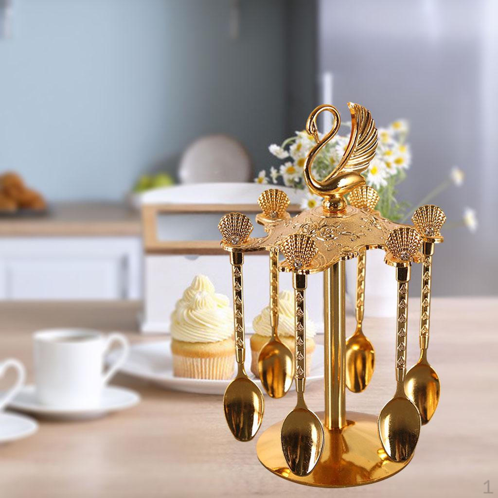 

Подставка-подставка с 6 ложками для кольца и сахара. Option2 Gold