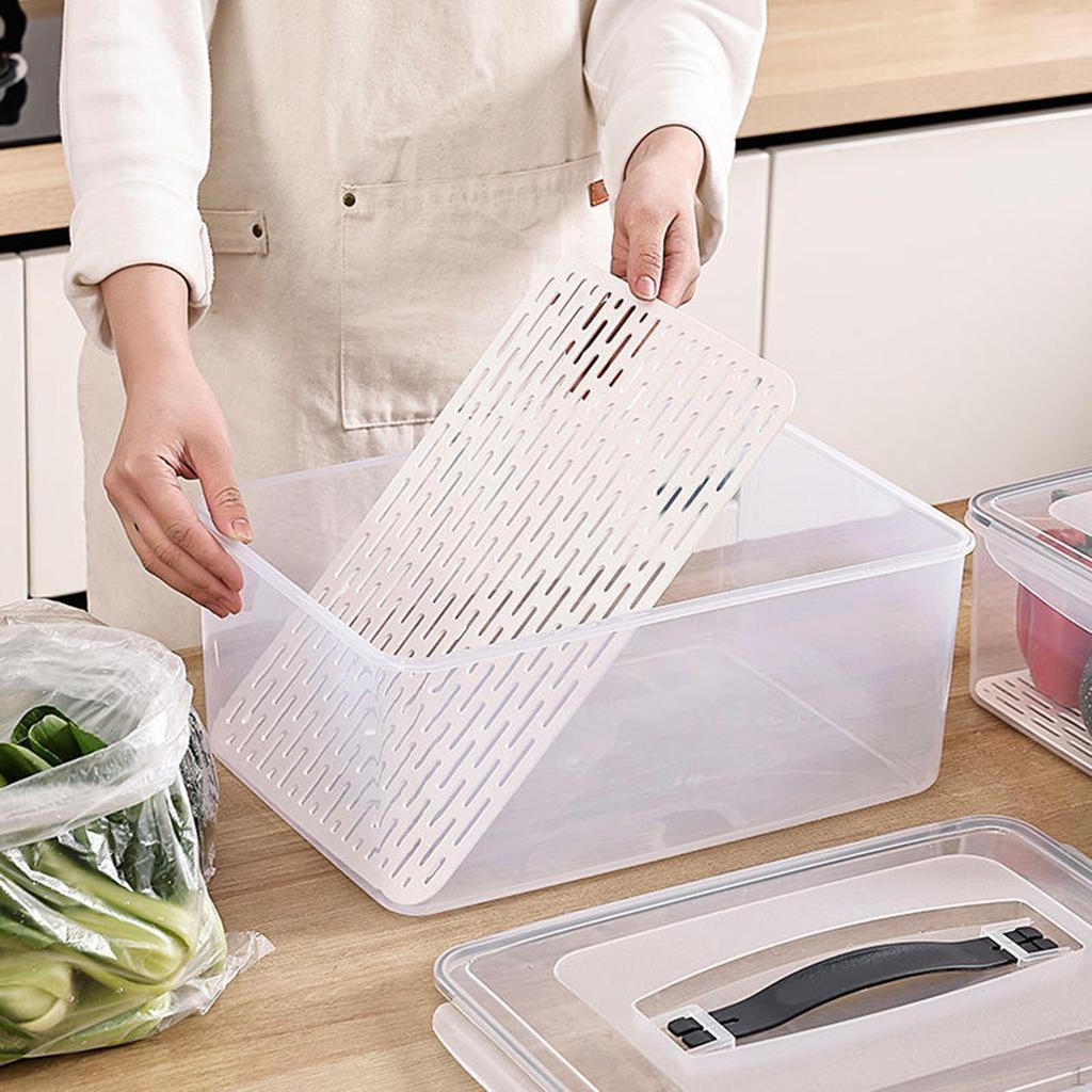 Food Storage Box Fresh Vegetable Fruit with Handle Snack Sealed Space Saving Sealing