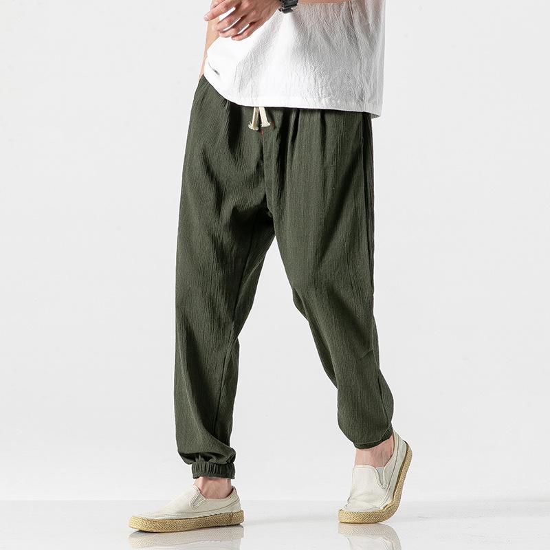 2025 Summer Plus Size Men's Linen Harem Pants - Japanese & Chinese Style