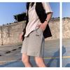 Women's Elastic Waist Straight Leg Sports Shorts Loose Fit Letter Embroidery Summer Five Point Casual Pants