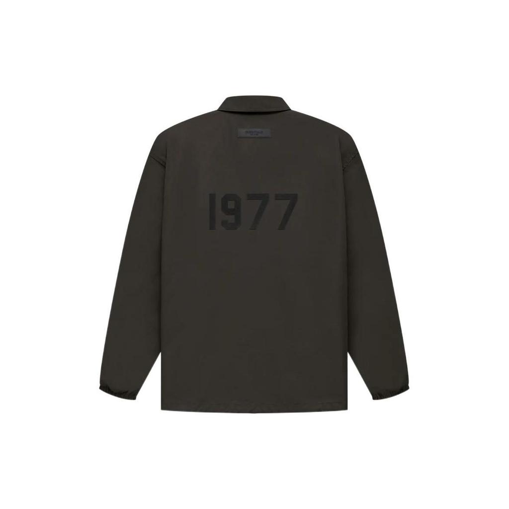 Fear of God Essentials FW22 CD2 Kurtka Trenera Z Logo w Jednolitym Kolorze i Wiatroodpornym Kołnierzem Zapinanym na Guziki Odzież Wierzchnia Unisex Off-Black Szaro-Czarny FOG-FW22-709