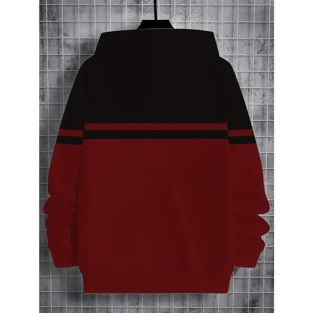 Boys' 3D printed minimalist letter hoodie - chestnut with Italian flag pattern, children's hoodie