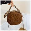 2025 Leopard Print Single Shoulder Crossbody: Women's Retro Round Handbag In Celebrity Fashion