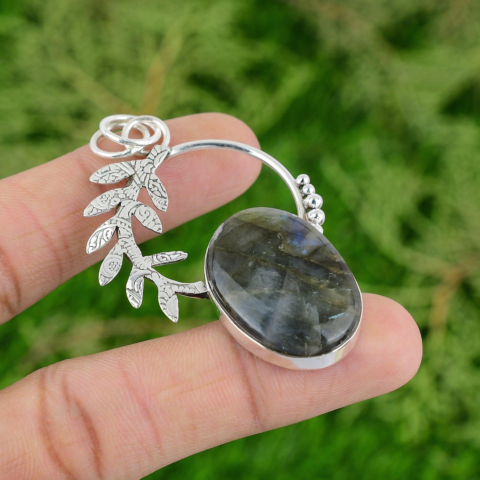

Oval Third Eye Chakra Labradorite Stone Sister Birthday Pendant Sterling Silver