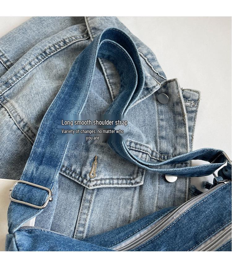 2025 Women's Harajuku Style Denim Canvas Crossbody Bag - Large Capacity, Simple Design