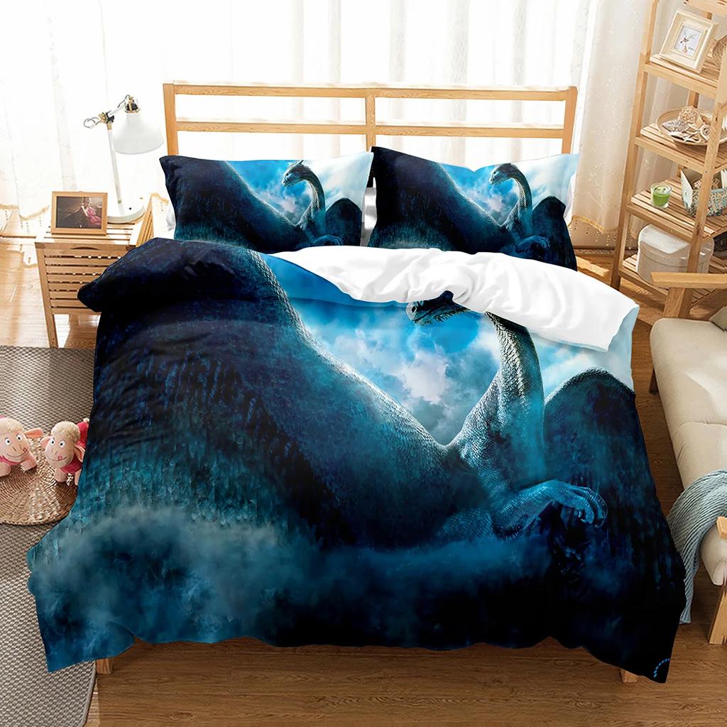 White Dragon Noble Monster and Beauty Duvet Cover Mytholog Faith Animals Theme for Women Men Children Teens Bedroom Decorations