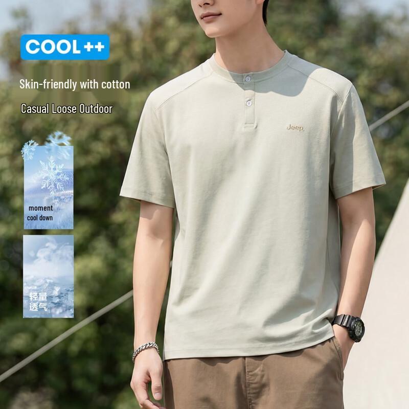 JEEP Men s Summer Breathable Round Neck T-Shirt M хаки