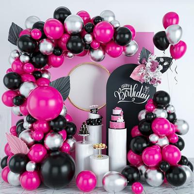 Schwarze und rosa Party-Deko-Luftballons, Makronen-Latex-Luftballons, Hochzeits-Party-Ballon, Geburtstags-Party-Dekorationen, bunte Luftbälle für Kinder