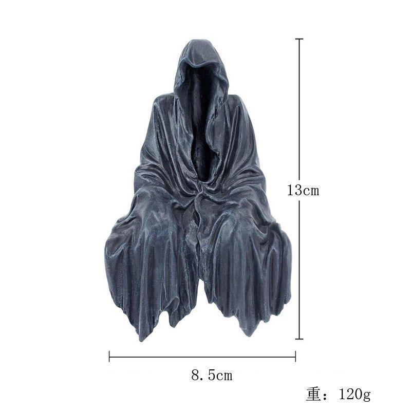 Schwarze Kleidung Mysteriöser Meister Ornament Horror Schwarz Gewandeter Nachtwandler Gothic Sitzend Harzhandwerk Ornament Desktop-Dekoration