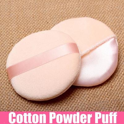 Cotton With Ribbon Round Face Powder Puffs Velvet Powder Puff  for Face Makeup Application
