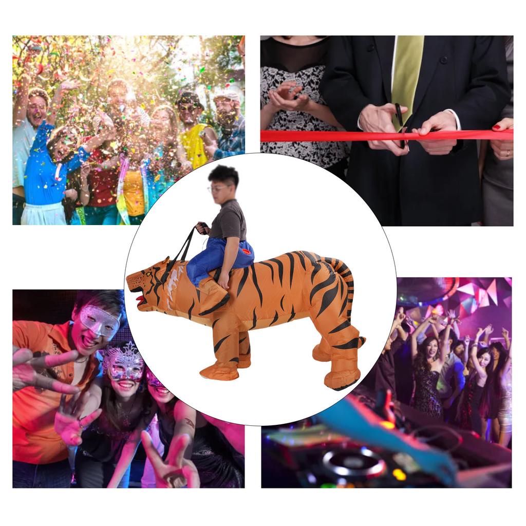 Inflatable Tiger Costume Funny Full Body Blow Up Animal Costume L Size for 150-190cm Body Height with Blower