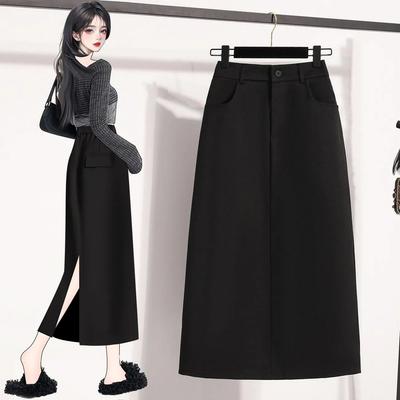 Female Autumn Half-body Skirt Ladies Elegant Commuting Medium-length Hip Skirts Loose A-line Skirt