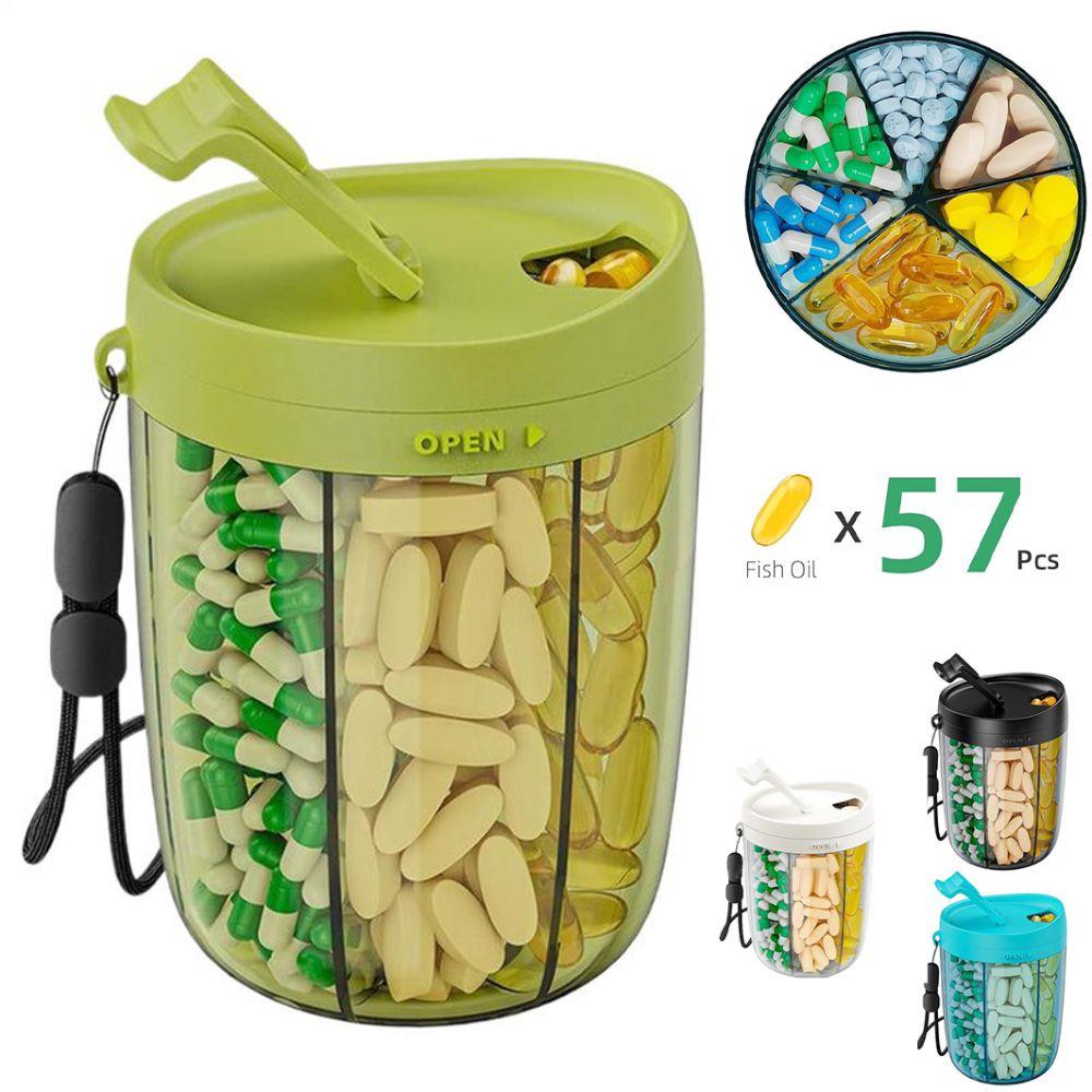 Transparent Pill Large Organizer 6 Grids Pill Dispenser Bottle for Home Office