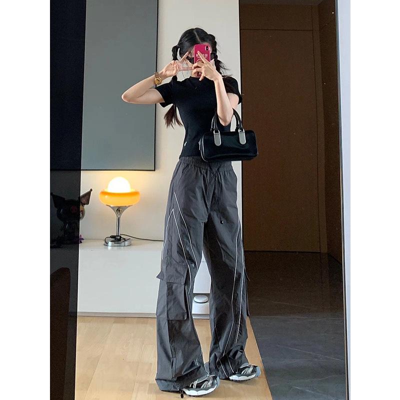 

Women s Quick-Dry Wide-Leg Parachute Pants - Plus Size, Spring & Autumn 2025 S