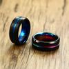 Accessories Tungsten Ring Black Ring Blue Matte Texture Super Hard [Rockyu] Men's