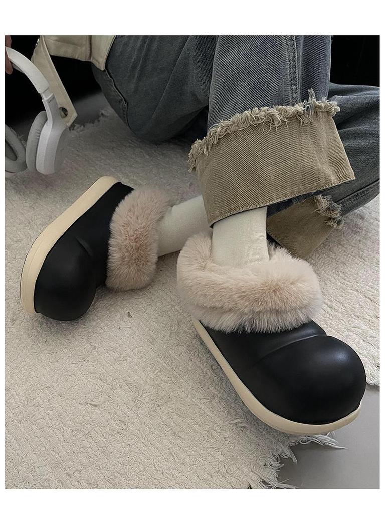 2025 Kuschelige Wasserdichte Baumwoll-Hausschuhe für Mädchen: Winter mit Samtfutter, dicke Sohle, für den Außenbereich