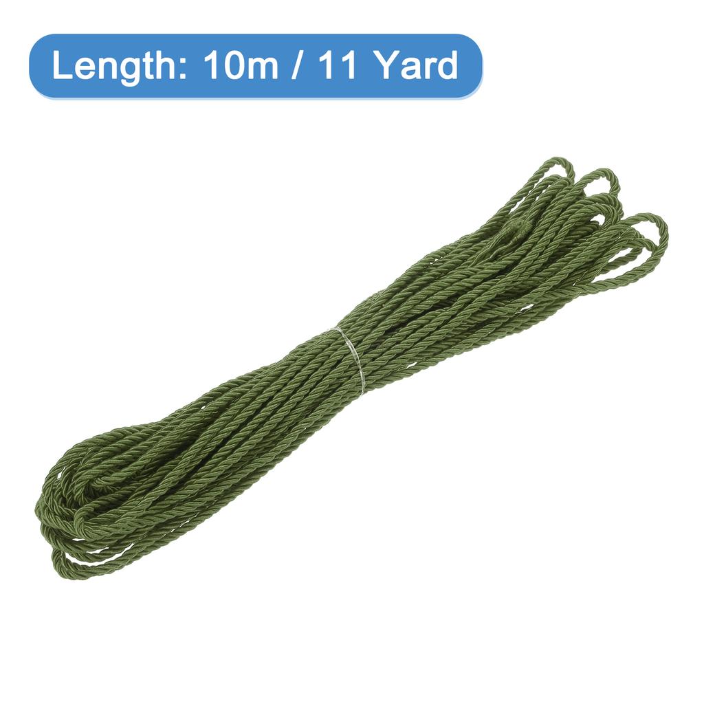 Uxcell 11 Yard 3mm Twisted Cord Trim 3-Ply Twine Braided Rope Shiny Thread String for Craft Gift Bag Curtain Christmas Decor
