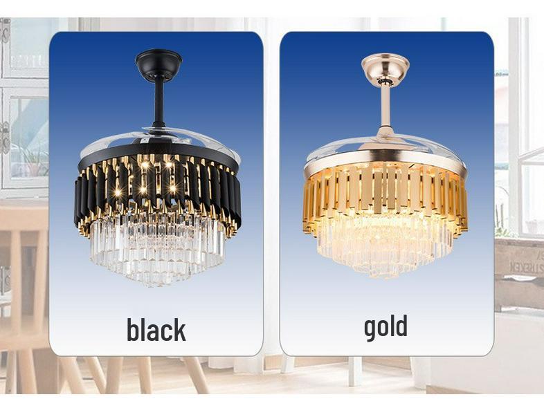 European Crystal Ceiling Fan Chandelier: Luxury Invisible Fan for Bedroom, Dining, or Living Room