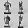Medieval Knight Figurine, Vintage Resin Statue with Metallic Finish, Handcrafted Armor & Shield Details for Bookshelf, Office Desk Decor, Industrial
