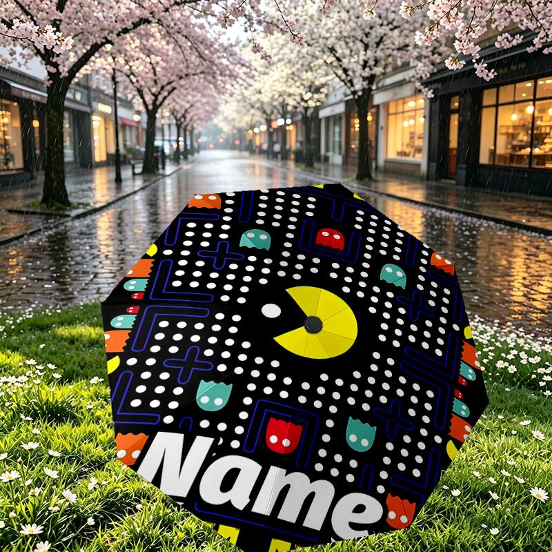 Custom Name Personalized PAC Print Umbrella, Auto Open Close, 8‑Rib Sturdy Frame, Commute Camping Hiking Use, Birthday Gift