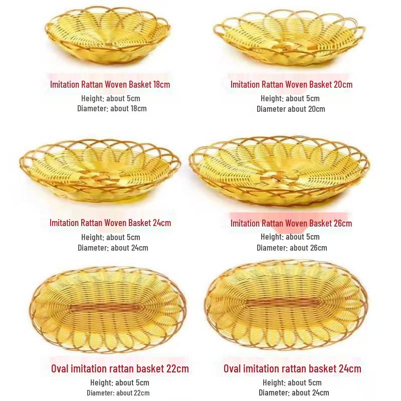 Fruit Display Basket: Rattan-Style Plastic Woven Tray for Supermarket, KTV Snacks, and Desserts