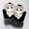 1 Pair Unisex Mittens Thickened Full Finger Winter Warm Gloves Knitted Wool Cartoon Animal Gloves