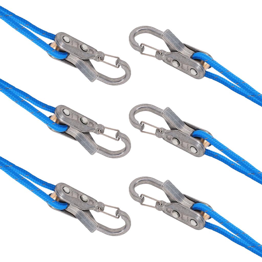 6 Set Rope Tightening Tool High Strength Tie Down Rope with Roller Tensioner for Camping Boating Home Use