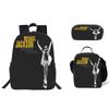 Student Backpack Lunch Bag Pencil Case 3-Piece Set, Waterproof Durable Large Capacity, MJ Pattern, Kids School Bag Set