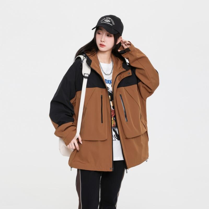 

Унисекс куртка, свободная многокарманная водонепроницаемая и ветрозащитная рабочая куртка, уличная куртка с капюшоном, одинаковый стиль для мужчин и женщин 3XL