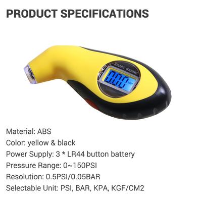 LED Digital Tire Pressure Gauge 0~150 PSI 4 Units Switchable High Precision Vehicle Tire Gauge