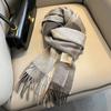 Small fresh white plaid scarf WO100 wool scarf women's winter warm scarf birthday gift