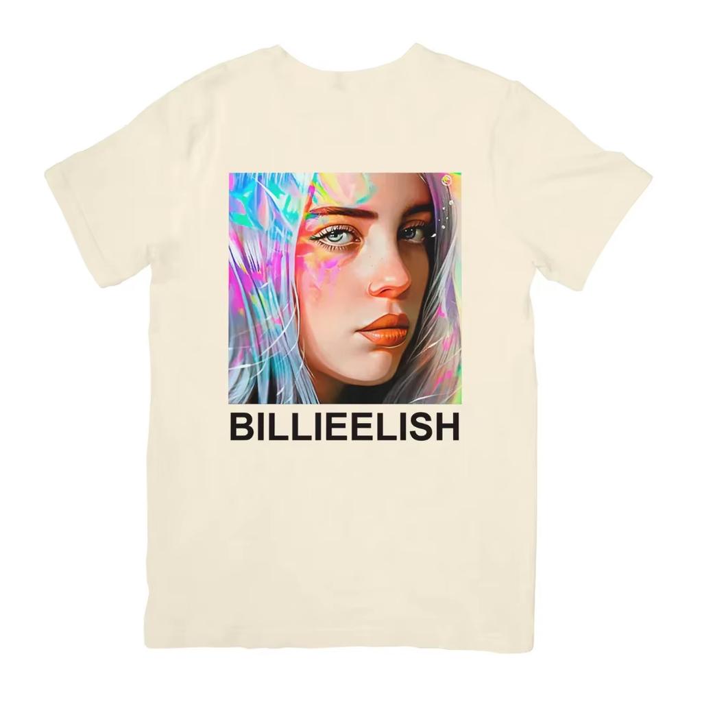 Billie Eilish 100Cotton Shirt Unisex Y2k Hiphop 2026 Summer New Mens Oneck Short Sleeve Portrait Graphic Tshirt Fan Gift