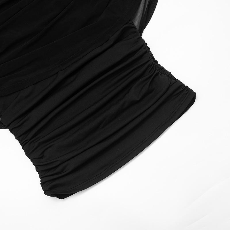 European Style Women's Solid Sleeveless Scarf Collar Top