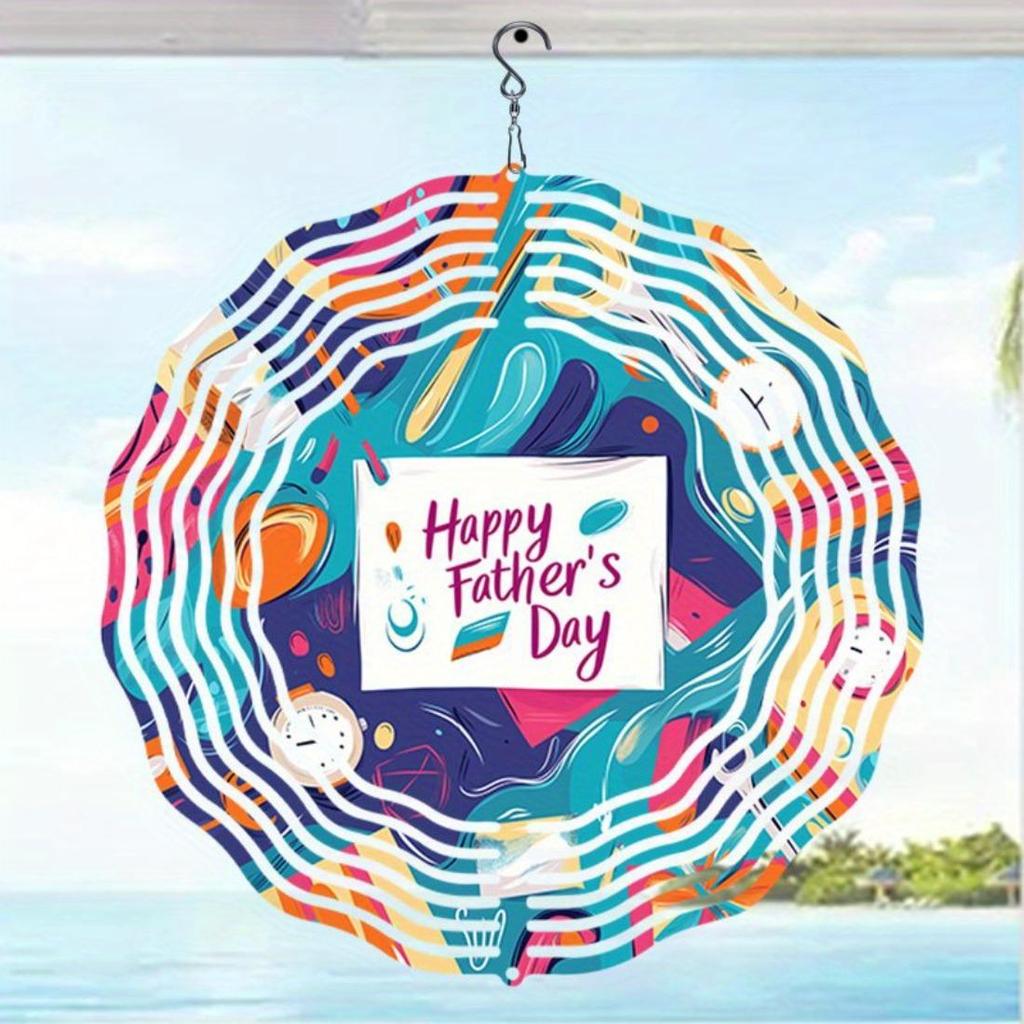 1 Stück Fröhlicher Vatertag Mandala-inspirierter Metall-Windspiel - Lebendig, Keine Batterie erforderlich, Dekorative Indoor/Outdoor-Gartendekoration, Perfektes Geschenk für Papa