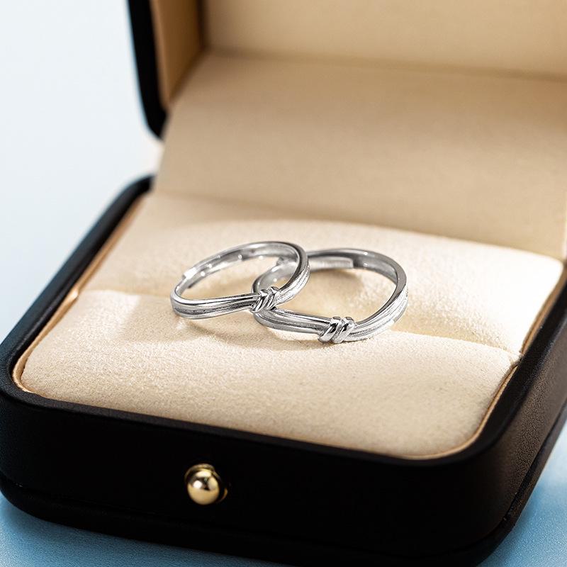 Inele Banyan Tree S925 pentru cupluri, lucioase, cu nod în cruce, pentru Ziua Îndrăgostiților