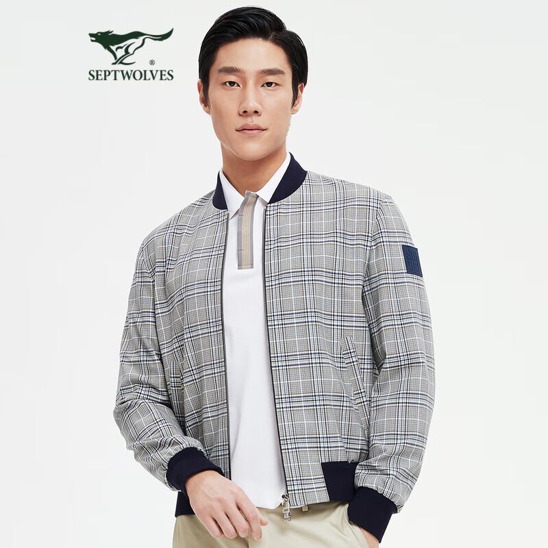 

Septwolves Men s TR Plaid Baseball Collar Jacket 2XL (185)