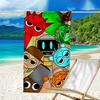 proof beach towel with a Sprunki Game1 pattern - soft,absorbent,quick-drying,machine washable - perfect for swimming,camping,bathing