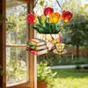 Tulip And Book Sun Catcher Acrylic Flower Suncatcher Window Hanging Decoration for Home Living Room Bedroom Outdoor Decor