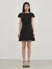 Nub Boat Neck Tweed Mini Dress - Black