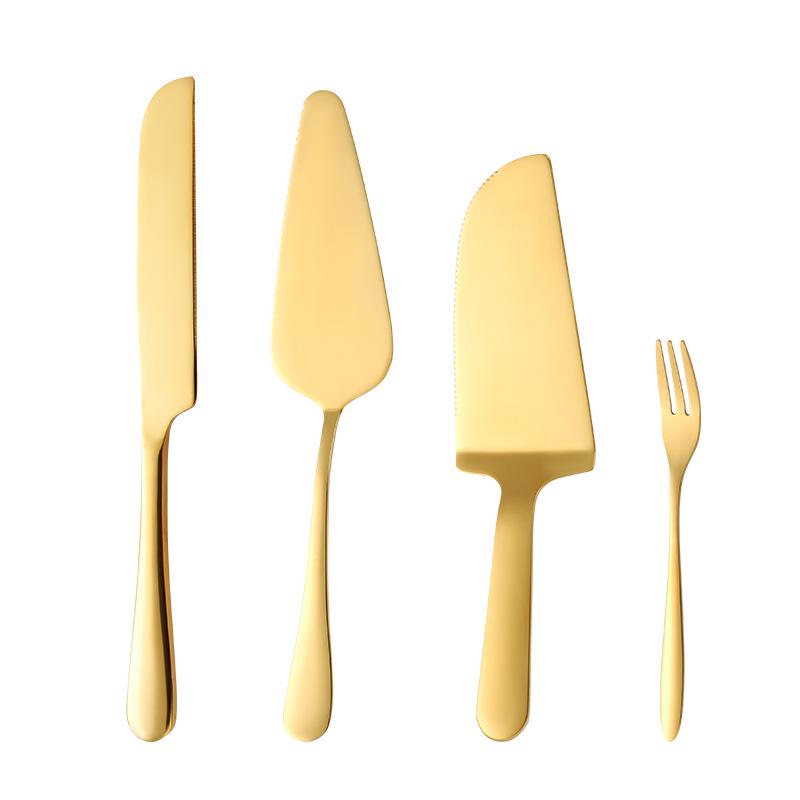 Stainless Steel Cake Spatula and Serrated Bread Knife Set with Mooncake Knife, Forks, and Triangle Shovel