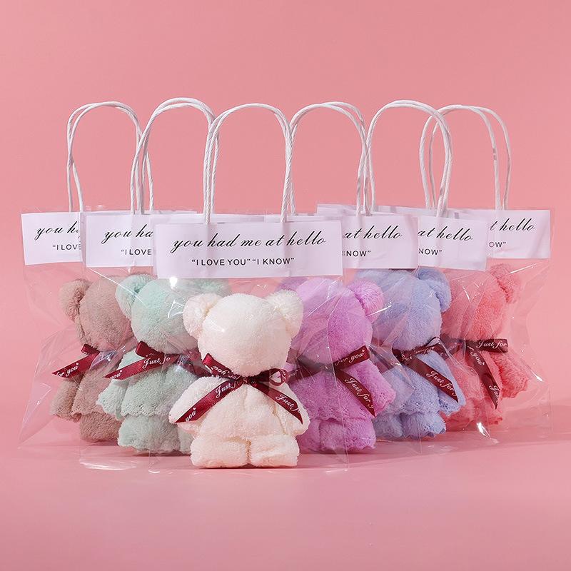 Opening coral velvet bear towel elementary school students reward marriage